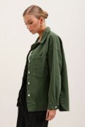 20192 Oversize Gabardin Gömlek Ceket - Haki resmi